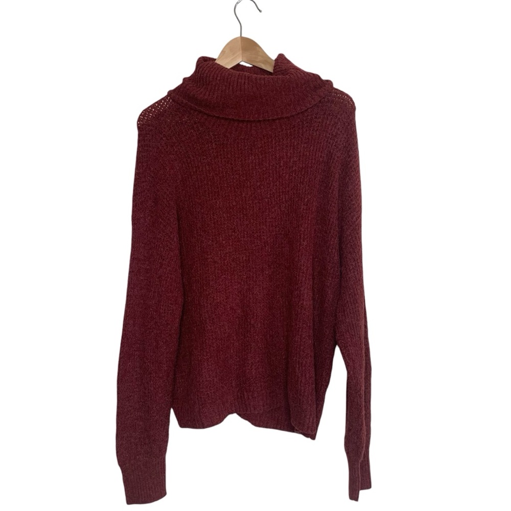 Abound Women's Size XL Thermal Turtleneck Sweater NWT Pullover Burgundy - Flaws